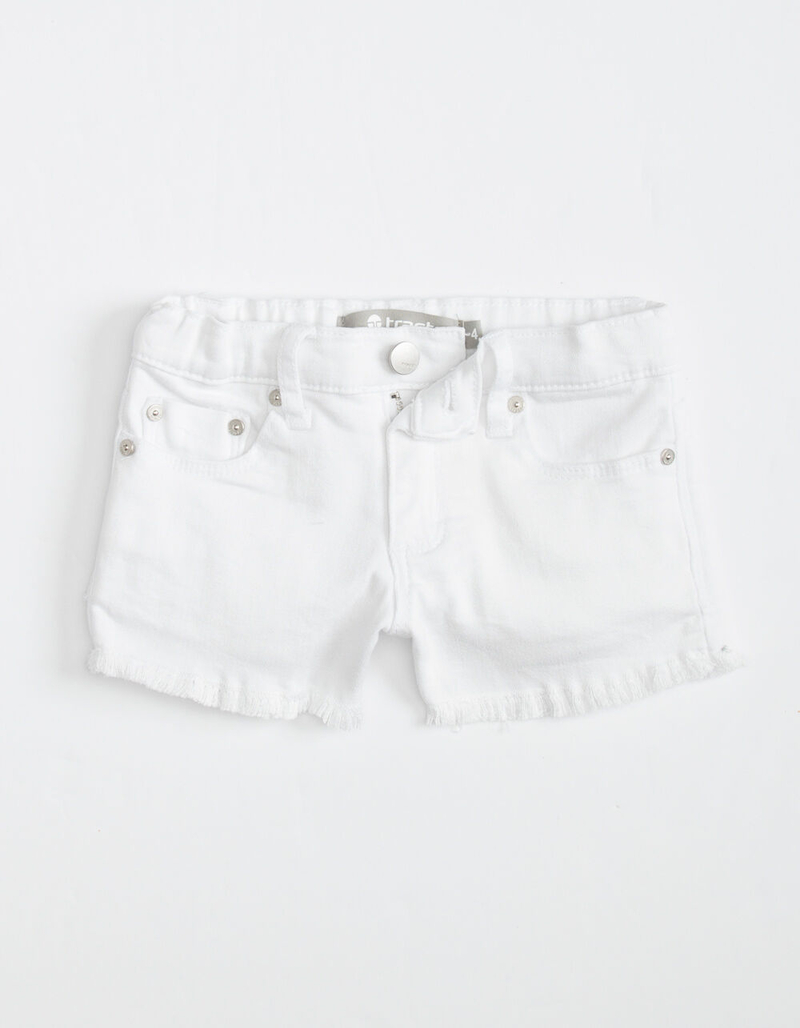 TRACTR Basic Fray Little Girls White Denim Shorts (4-6x) image number 0