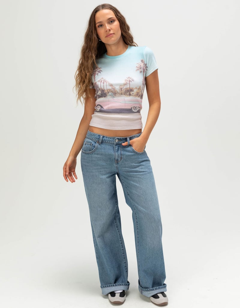 FULL TILT Car Scenic Sublimated Womens Baby Tee image number 3