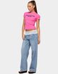EDIKTED Lacey Foldover Low Rise Baggy Jeans image number 4