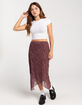 RSQ Womens Low Rise Asymmetrical Mesh Midi Skirt image number 6