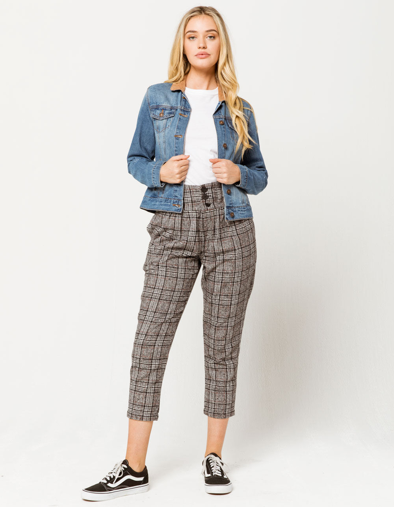 SKY AND SPARROW Corduroy Collar Womens Denim Jacket image number 3