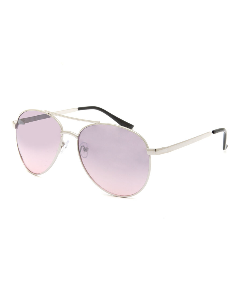 Silver Mirror Aviator Sunglasses image number 0