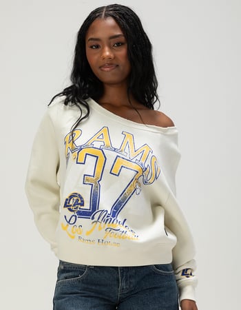 THE WILD COLLECTIVE Los Angeles Rams Womens Off The Shoulder Sweatshirt Primary Image