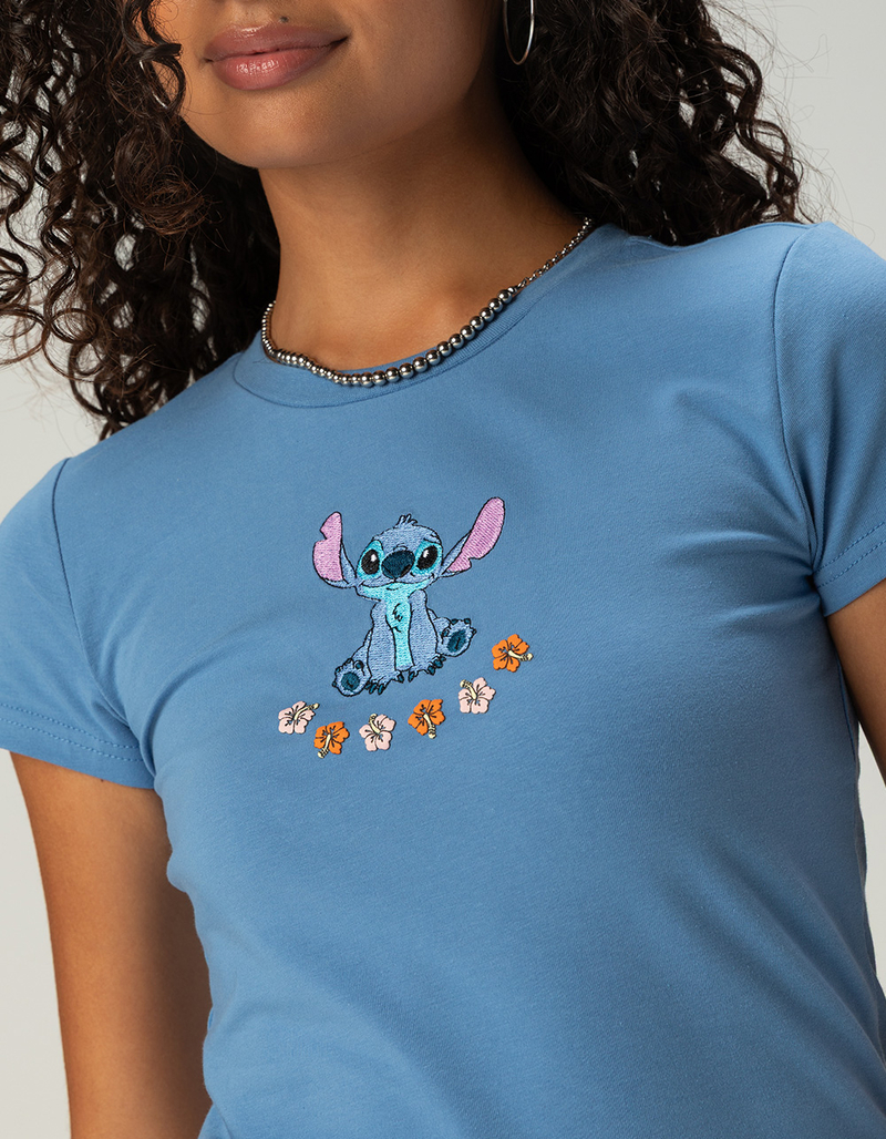 DISNEY Stitch Womens Embroidered Baby Tee image number 1