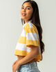 FULL TILT Rugby Stripe Womens Mustard Polo Shirt image number 2