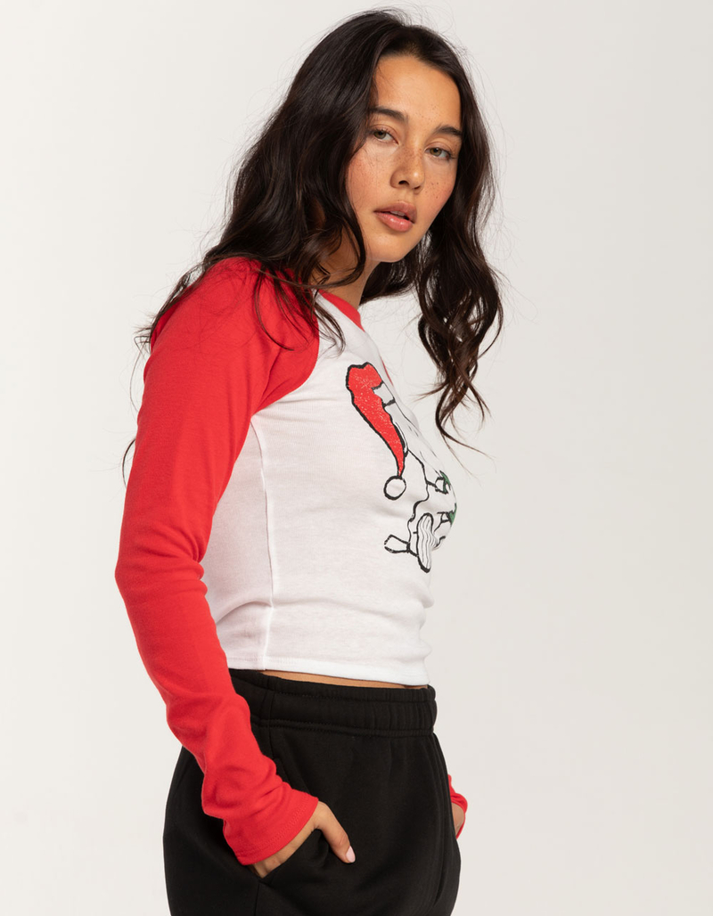 RSQ x Peanuts Holiday Womens Snoopy Long Sleeve Raglan Tee image number 2