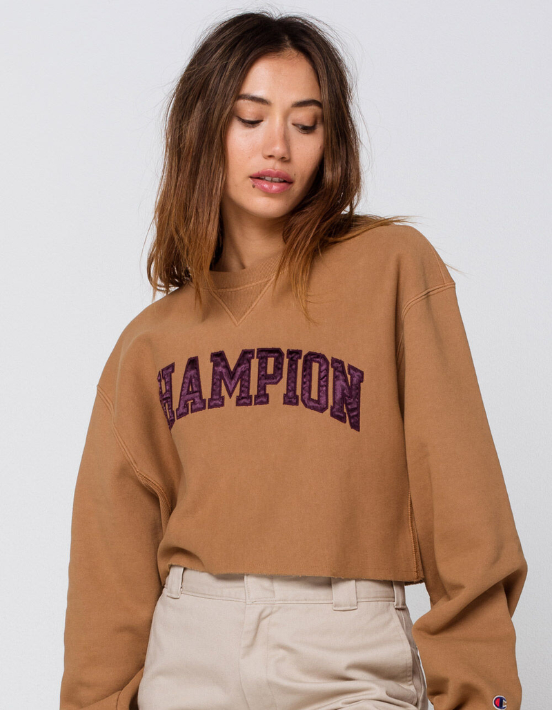 CHAMPION Crop Vintage Wash Womens Crew Sweatshirt image number 0
