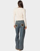EDIKTED Leopard Heart Low Rise Washed Jeans image number 2