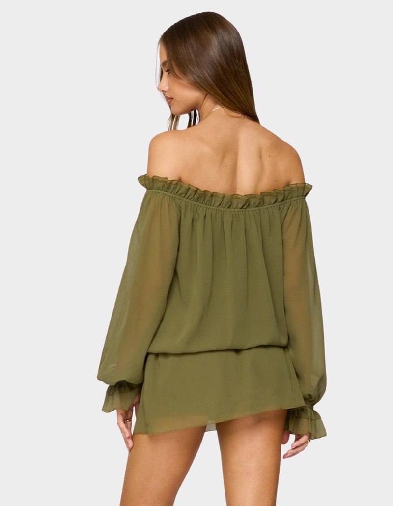 EDIKTED Delphine Off Shoulder Chiffon Romper image number 1