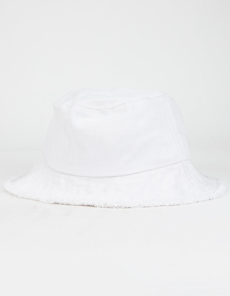 Frayed Womens White Bucket Hat image number 0