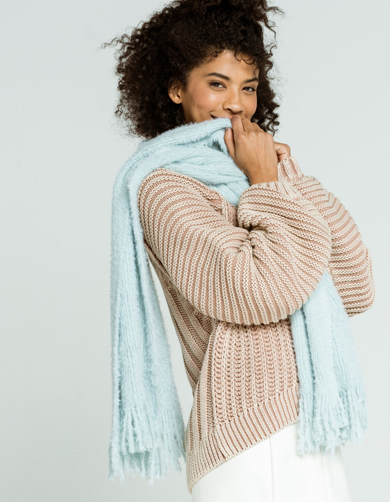 FREE PEOPLE Whisper Fringe Blue Blanket Scarf image number 0