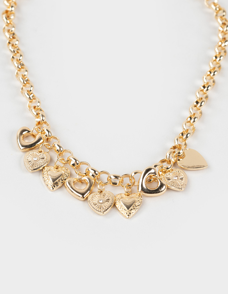 FULL TILT Multi Heart Charm Necklace image number 2
