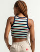 SKY AND SPARROW Stripe Womens Muscle Crop Tank image number 3