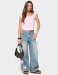 EDIKTED Trish Satin Effect Stars Low Rise Jeans image number 5
