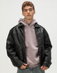 RSQ Mens Oversized Vegan Leather Bomber Jacket image number 1