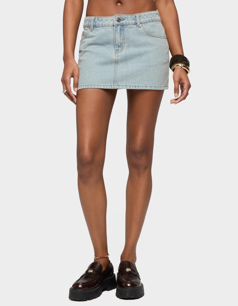 EDIKTED Spencer Low Rise Denim Micro Skirt image number 0