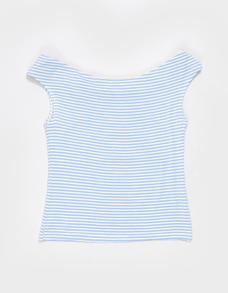FULL TILT Girls Stripe Off The Shoulder Top image number 1