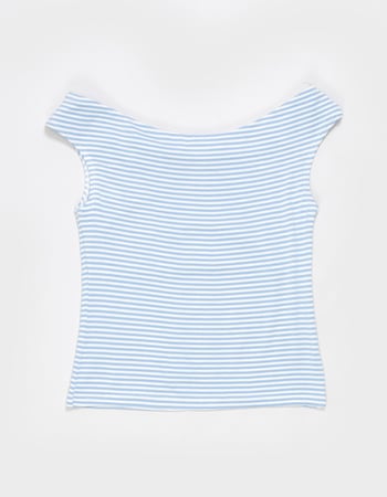 FULL TILT Girls Stripe Off The Shoulder Top Alternative Image
