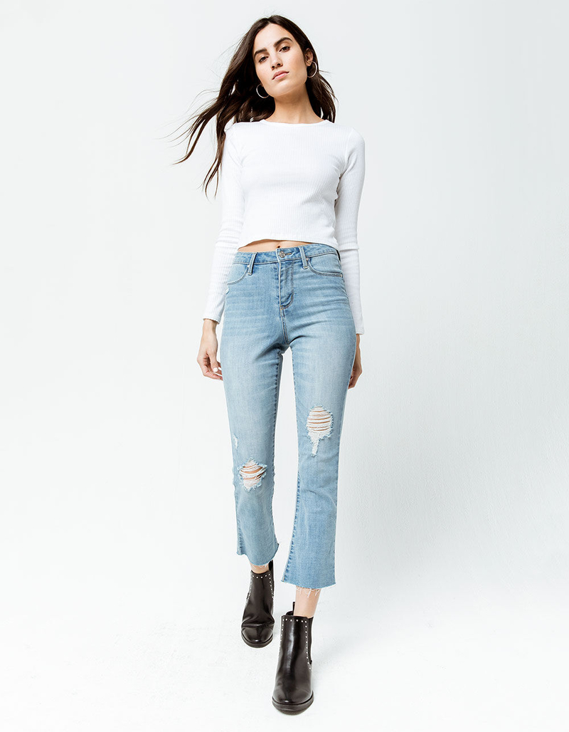 RSQ Sydney Crop Womens Ripped Flare Jeans image number 0