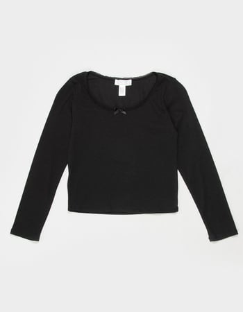 FULL TILT Bow Trim Girls Long Sleeve Tee Primary Image