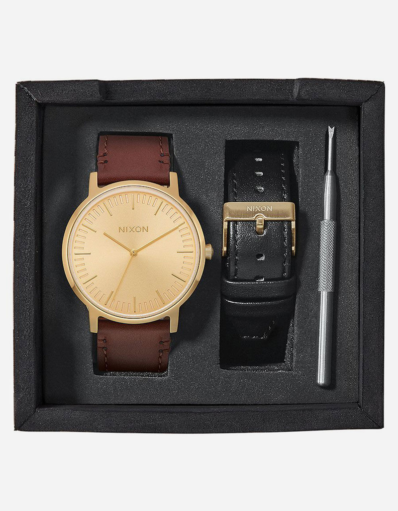 NIXON Porter Leather Gold Watch Pack image number 3