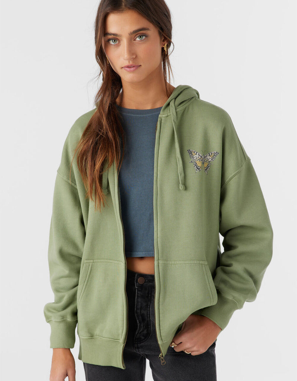 O'NEILL Byron Womens Oversized Zip-Up Hoodie - GREEN | Tillys