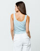 SKY AND SPARROW Stripe Notch Neck Light Blue Womens Tank Top image number 3