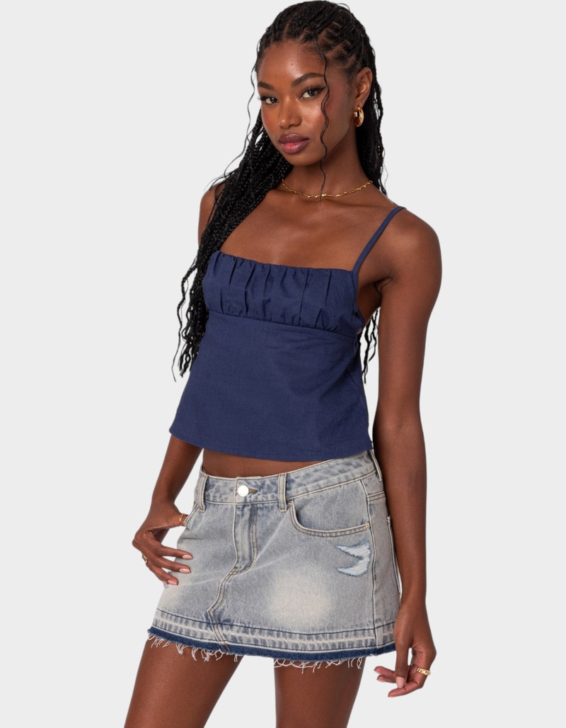 EDIKTED Linen Look Open Back Top image number 2