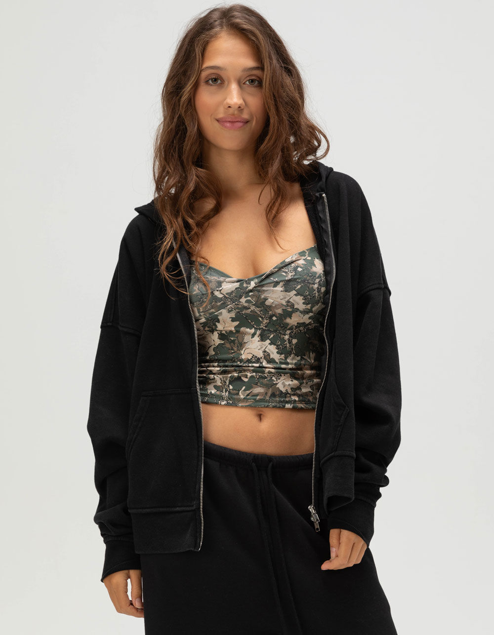 TILLYS Womens Oversized Zip-Up Hoodie - BLACK - S | Tillys