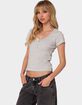 EDIKTED Kady Striped Henley Tee image number 4