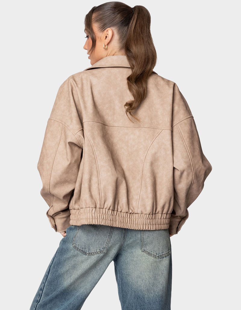 EDIKTED Mori Oversized Faux Leather Jacket image number 3
