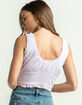 SKY AND SPARROW Ditsy Floral Womens Lavender Lace Up Peplum Tank image number 3
