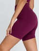 FULL TILT High Waist Womens Dark Purple Biker Shorts image number 2