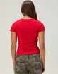 BOZZOLO Womens Rib Long Baby Tee image number 4