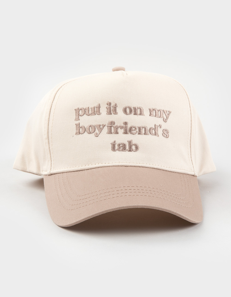 Put It On My Boyfriend's Tab Womens Snapback Hat image number 1