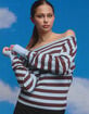 RSQ Womens Off The Shoulder Stripe High Rib Sweater image number 5