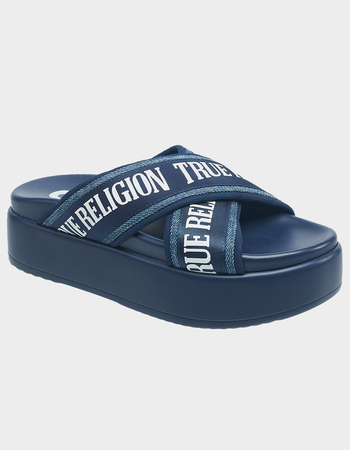TRUE RELIGION Alia Cross Strap Slip-On Womens Platform Sandal Primary Image