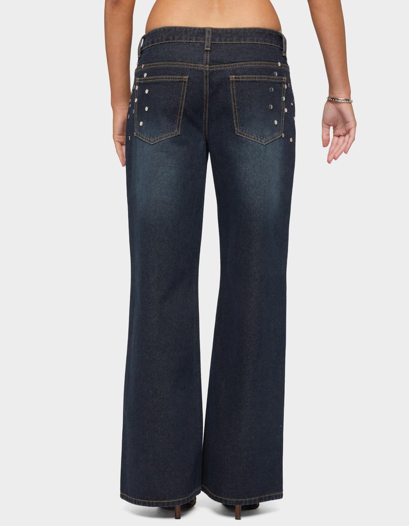 EDIKTED Spiral Studded Low Rise Baggy Jeans image number 2