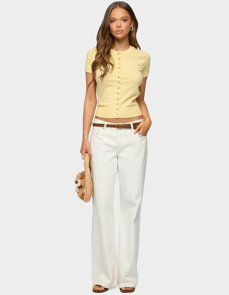 EDIKTED Wilmer Button Up Short Sleeve Knit Top image number 4