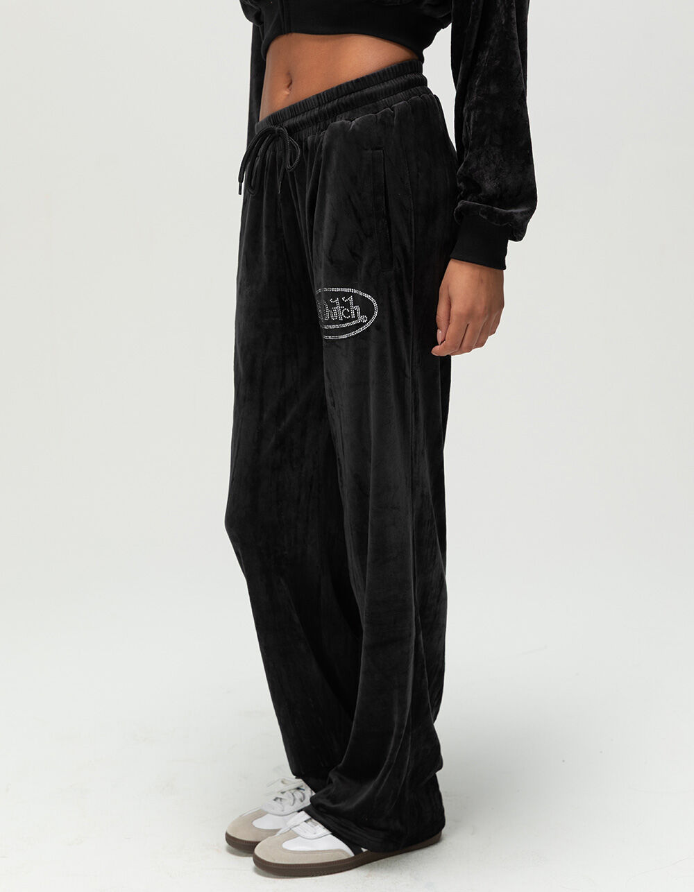 VON DUTCH Crushed Velour Womens Sweatpants - BLACK - XL | Tillys
