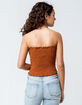 SKY AND SPARROW Smocked Button Front Camel Womens Tube Top image number 3