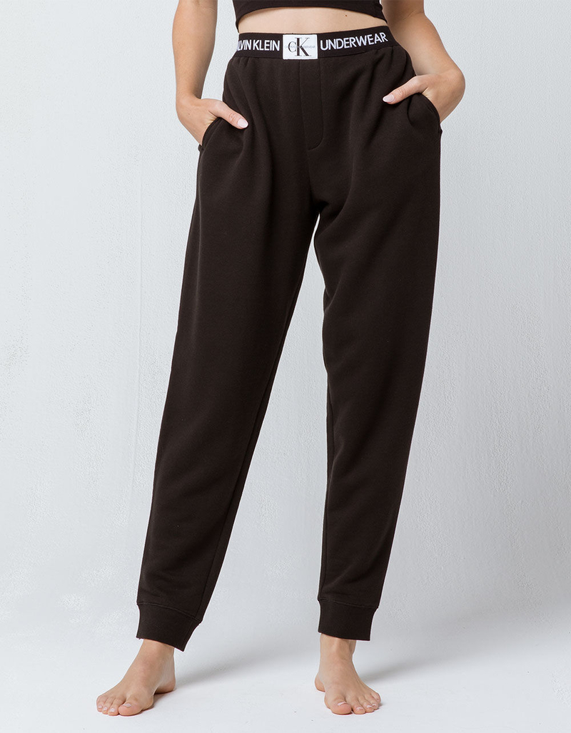 CALVIN KLEIN Monogram Logo Black Womens Jogger Pants image number 0