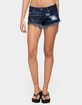 EDIKTED Studded & Distressed Low Rise Denim Shorts image number 1