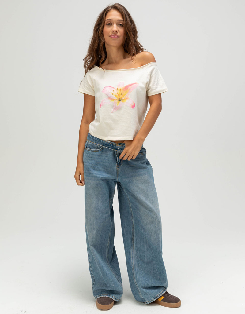 FULL TILT Lily Womens Off The Shoulder Top image number 1