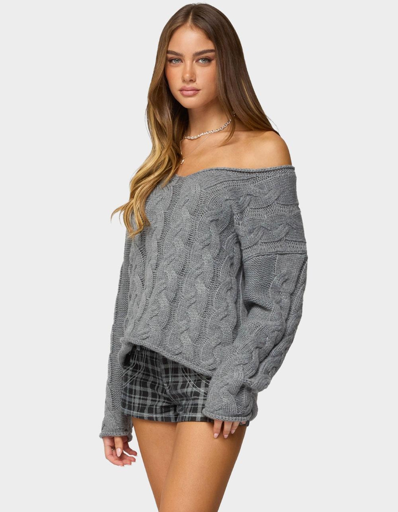 EDIKTED Inga Oversized Cable Knit Sweater image number 1