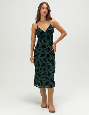 FULL TILT Flocked Womens Mesh Midi Dress Primary Image