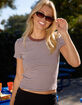 TILLYS Womens Stripe Ringer Tee image number 1