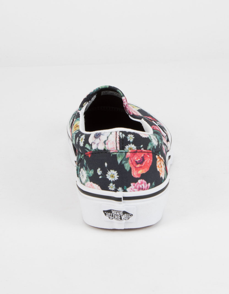 VANS Garden Floral Classic Slip-On Black & True White Womens Shoes image number 4