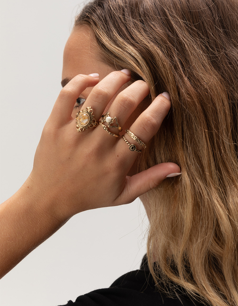 FULL TILT 5 Pack Vintage Stone Ring Set image number 1