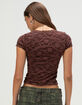 FULL TILT Texture Womens V-Neck Top image number 5